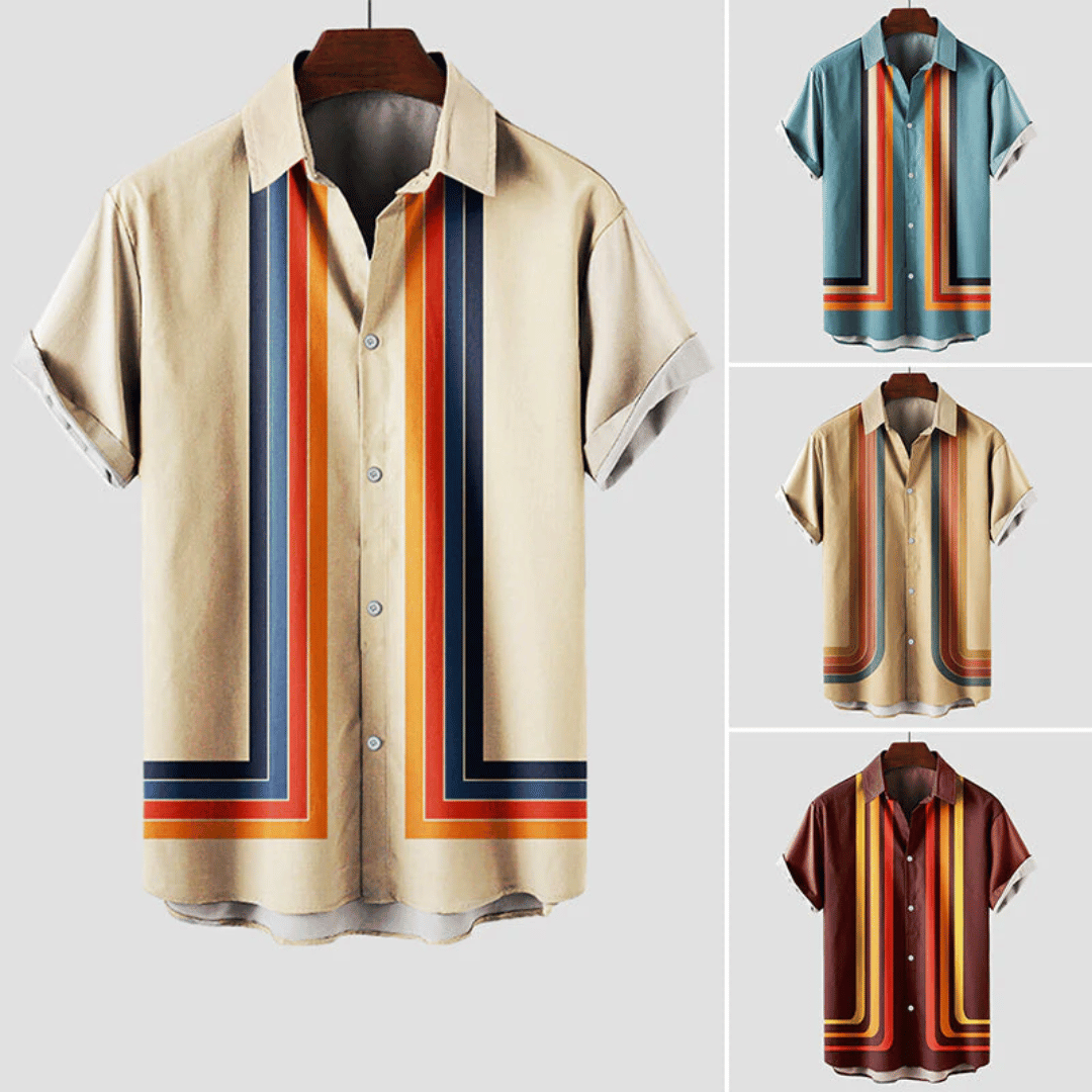 Chemise Rétro Chic à Rayures | Confort et Style pour Été