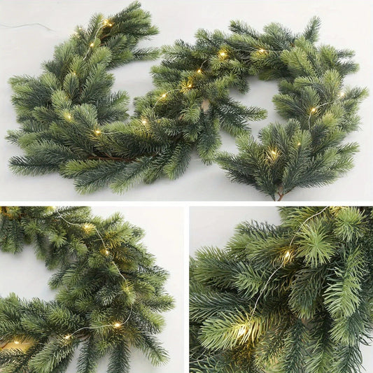 Guirlande de Noël avec Éclairage LED | Décoration Festive en Pin Artificiel