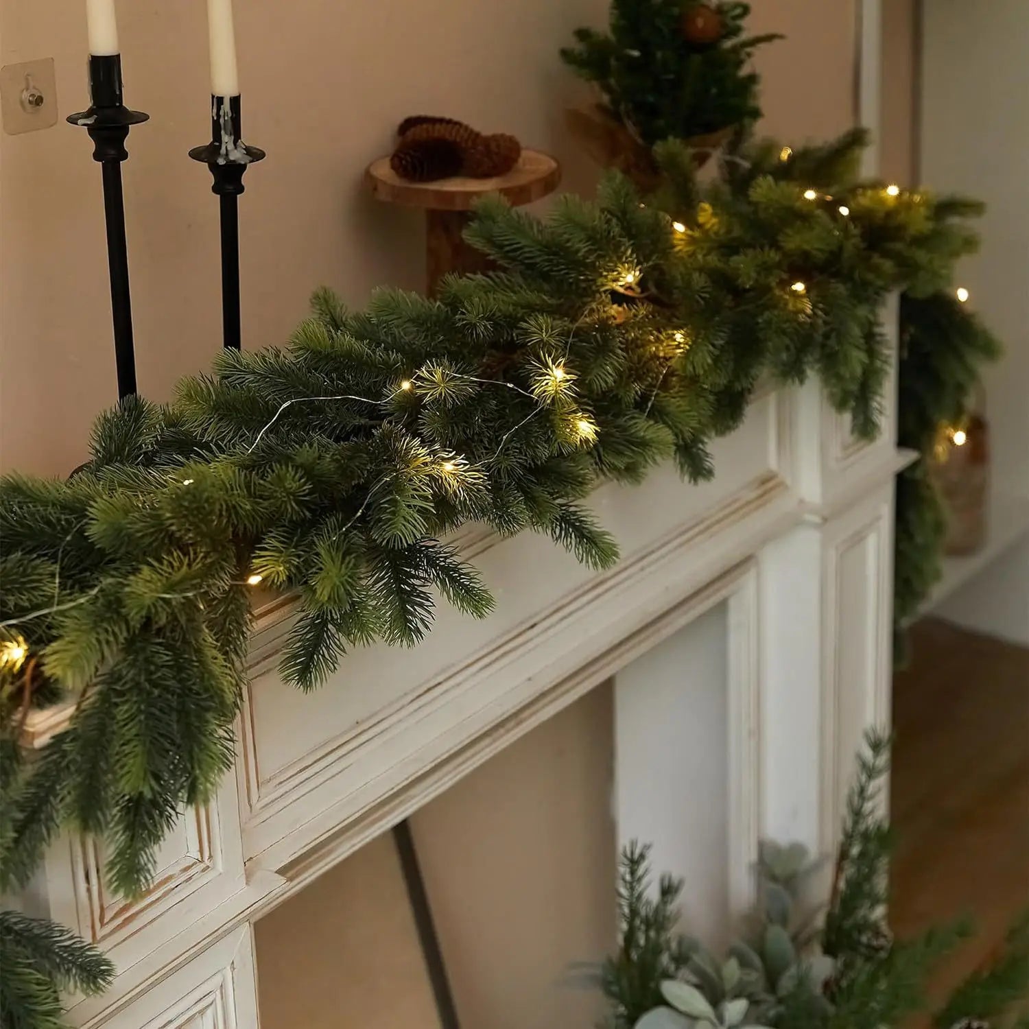 Guirlande de Noël avec Éclairage LED | Décoration Festive en Pin Artificiel