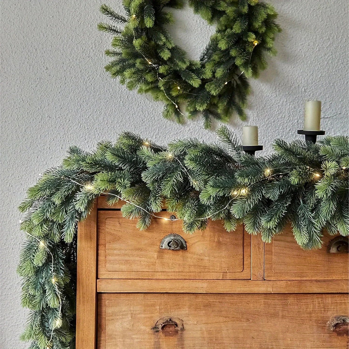Guirlande de Noël avec Éclairage LED | Décoration Festive en Pin Artificiel