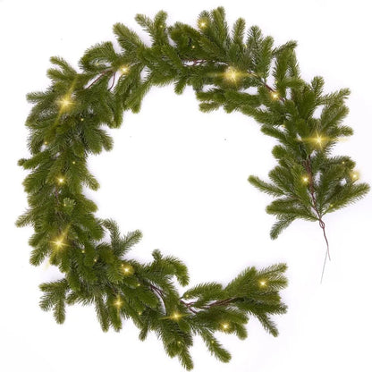 Guirlande de Noël avec Éclairage LED | Décoration Festive en Pin Artificiel
