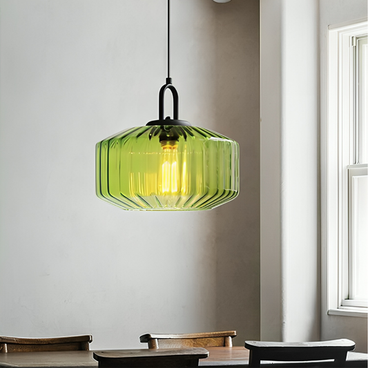 Lampe Pendante en Verre Coloré | Design Bauhaus et Ambiance Chaleureuse
