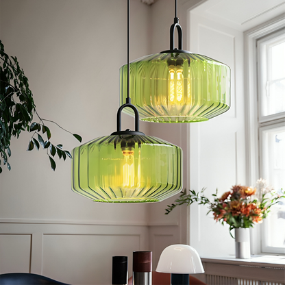 Lampe Pendante en Verre Coloré | Design Bauhaus et Ambiance Chaleureuse