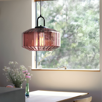 Lampe Pendante en Verre Coloré | Design Bauhaus et Ambiance Chaleureuse