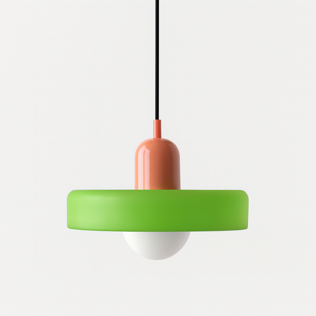Lampe Pendante Bauhaus en Verre Coloré | Élégance Géométrique et Ambiance Chaleureuse