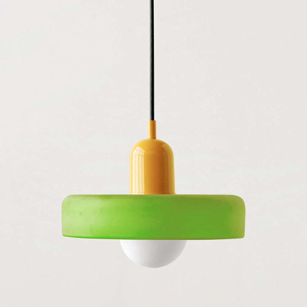 Lampe Pendante Bauhaus en Verre Coloré | Élégance Géométrique et Ambiance Chaleureuse
