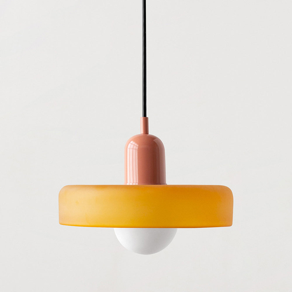 Lampe Pendante Bauhaus en Verre Coloré | Élégance Géométrique et Ambiance Chaleureuse