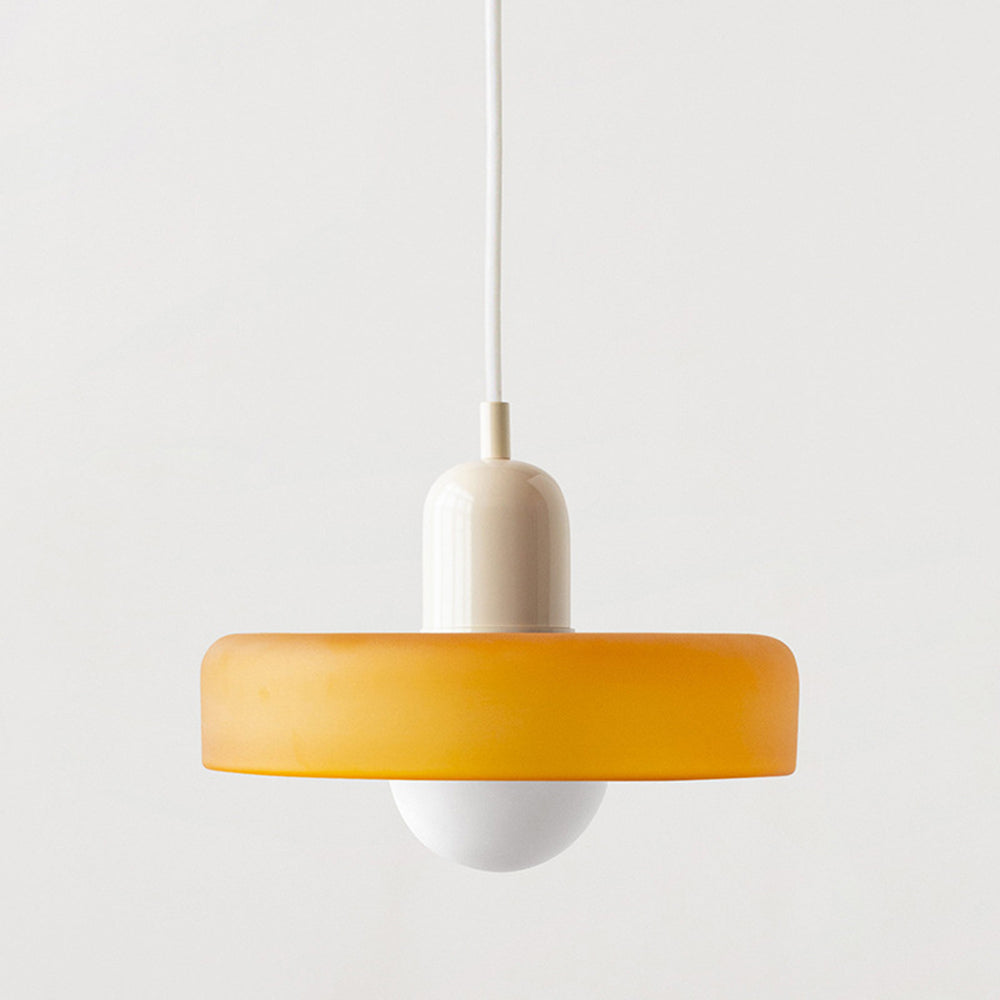 Lampe Pendante Bauhaus en Verre Coloré | Élégance Géométrique et Ambiance Chaleureuse