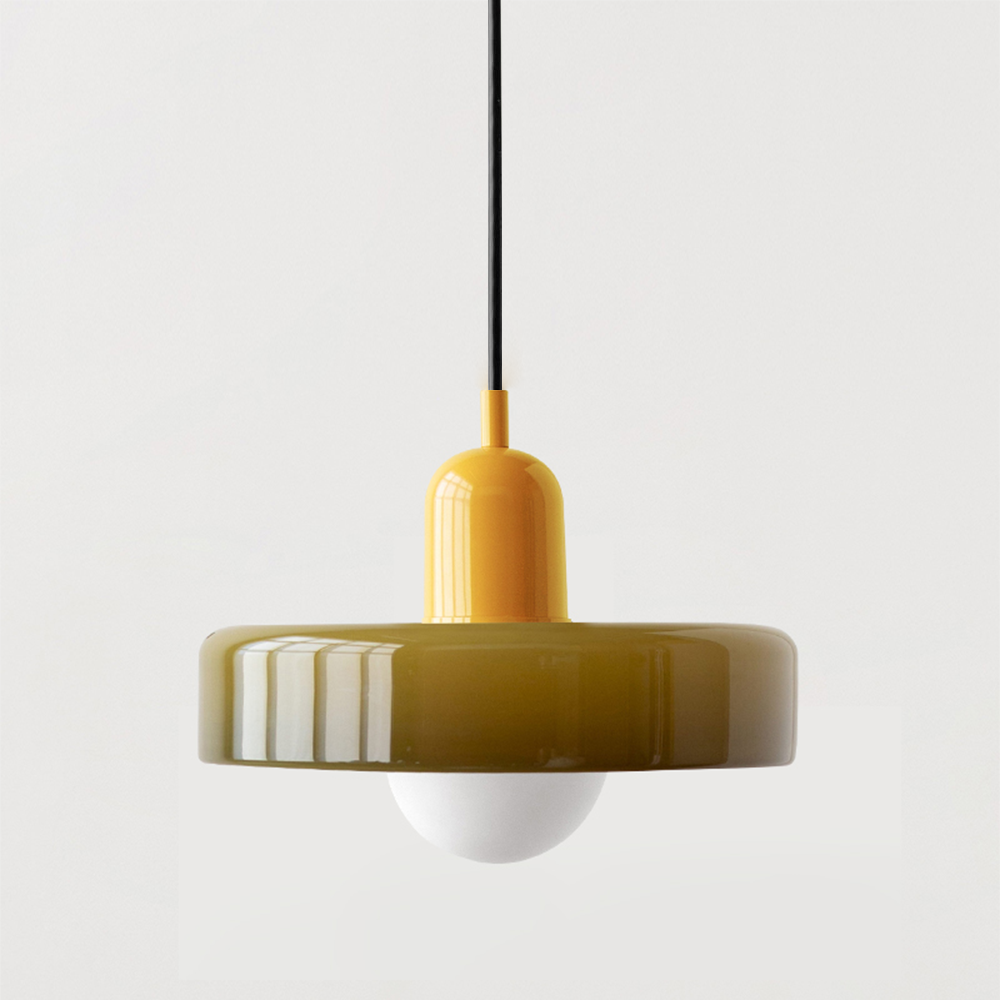 Lampe Pendante Bauhaus en Verre Coloré | Élégance Géométrique et Ambiance Chaleureuse