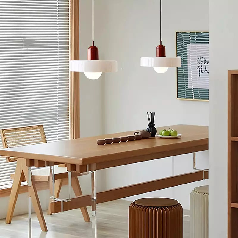 Lampe Pendante Bauhaus en Verre Coloré | Élégance Géométrique et Ambiance Chaleureuse