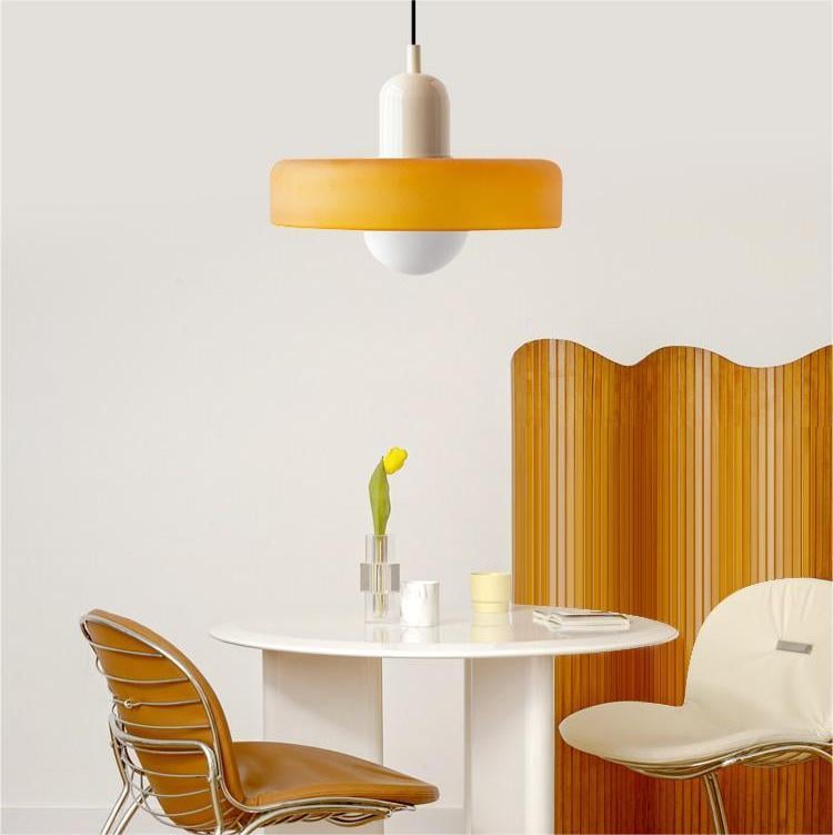 Lampe Pendante Bauhaus en Verre Coloré | Élégance Géométrique et Ambiance Chaleureuse