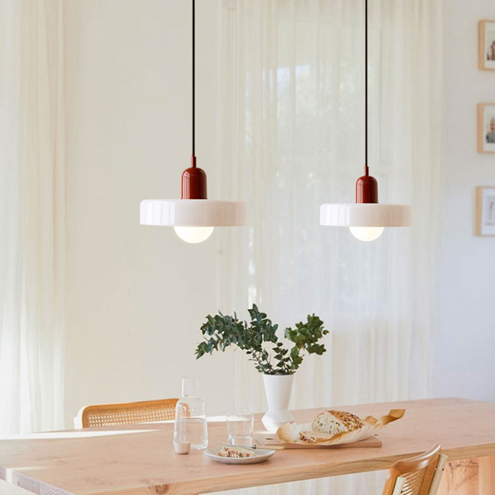Lampe Pendante Bauhaus en Verre Coloré | Élégance Géométrique et Ambiance Chaleureuse