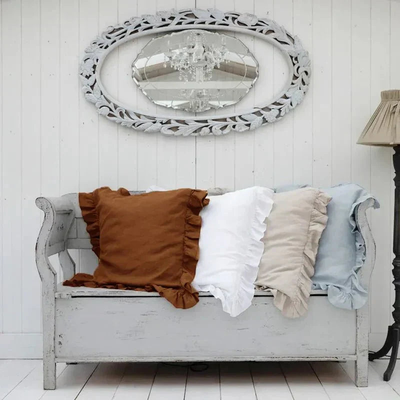 Housse de Coussin en Lin | Élégante et Douce avec Volants