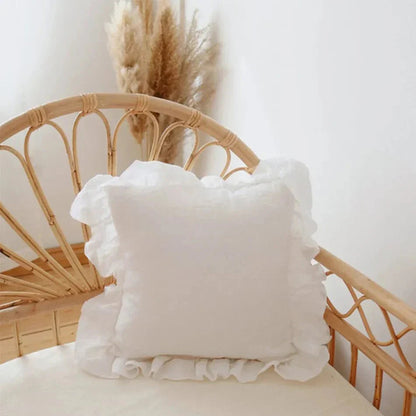 Housse de Coussin en Lin | Élégante et Douce avec Volants