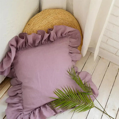 Housse de Coussin en Lin | Élégante et Douce avec Volants