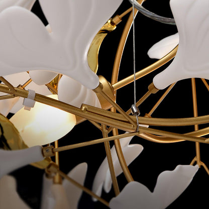 Lustre Ginkgo Contemporain en Verre | Éclairage LED Élégant et Réglable