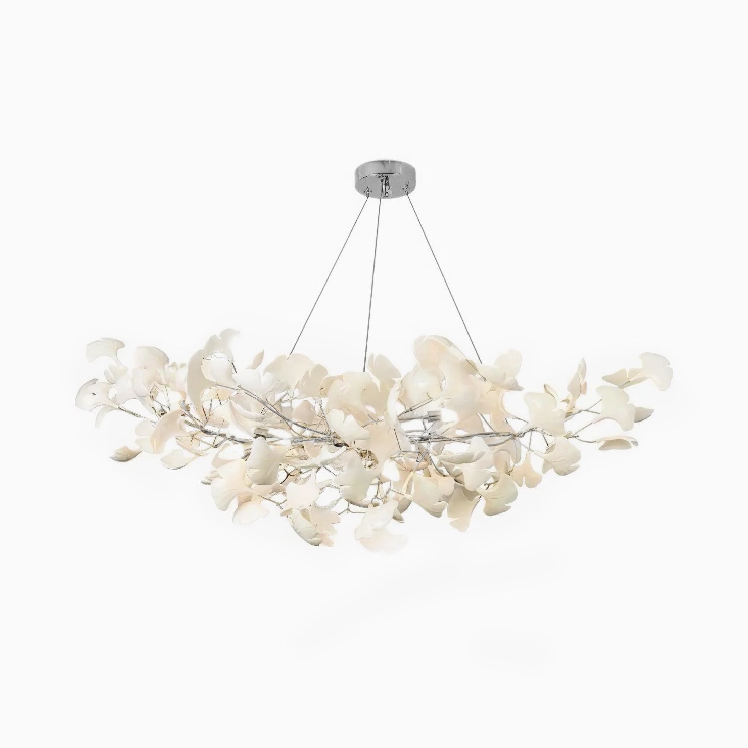 Lustre Ginkgo Contemporain en Verre | Éclairage LED Élégant et Réglable