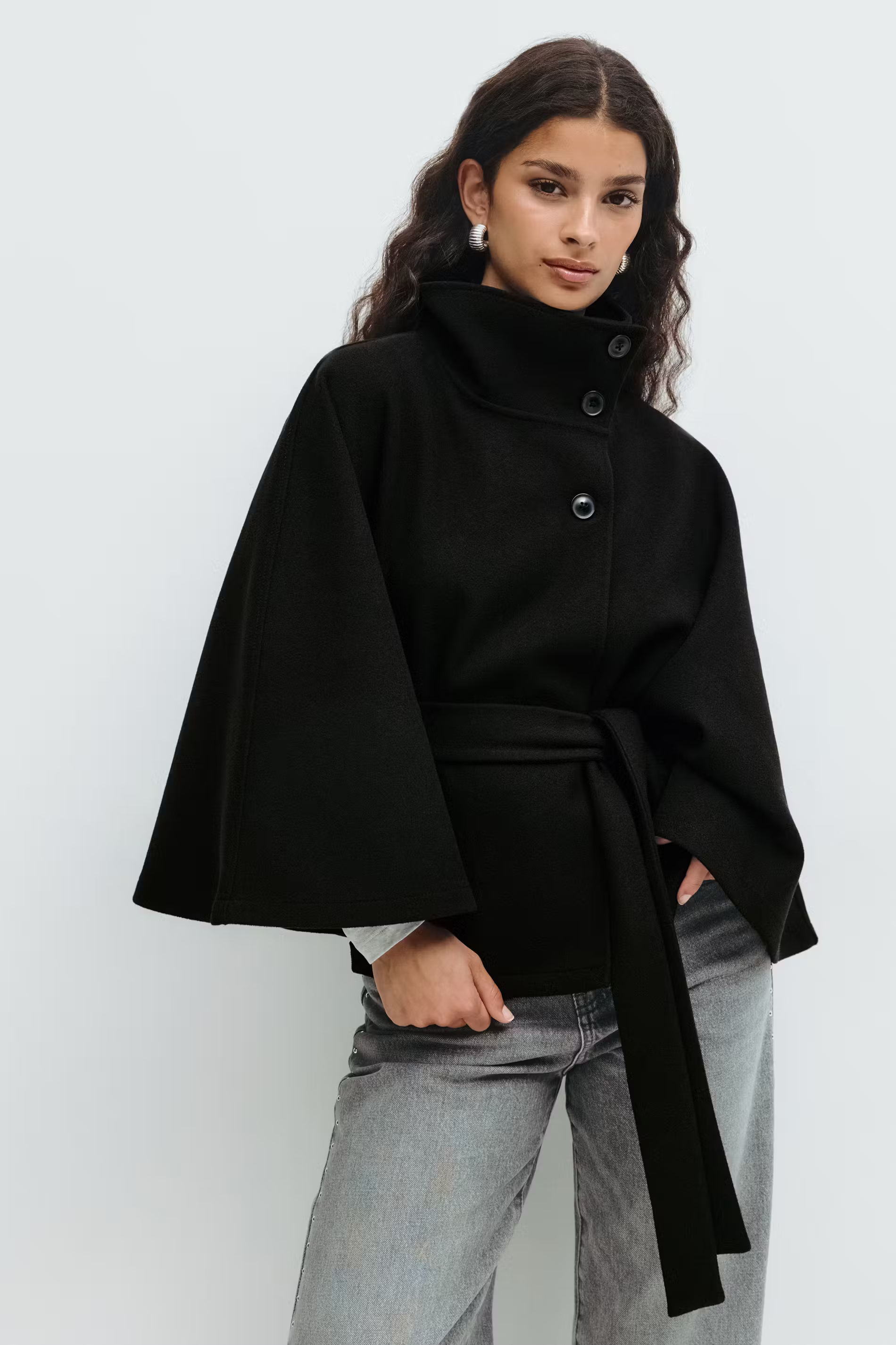 Manteau Cape Élégant pour Femmes | Chic et Pratique avec Col Haut