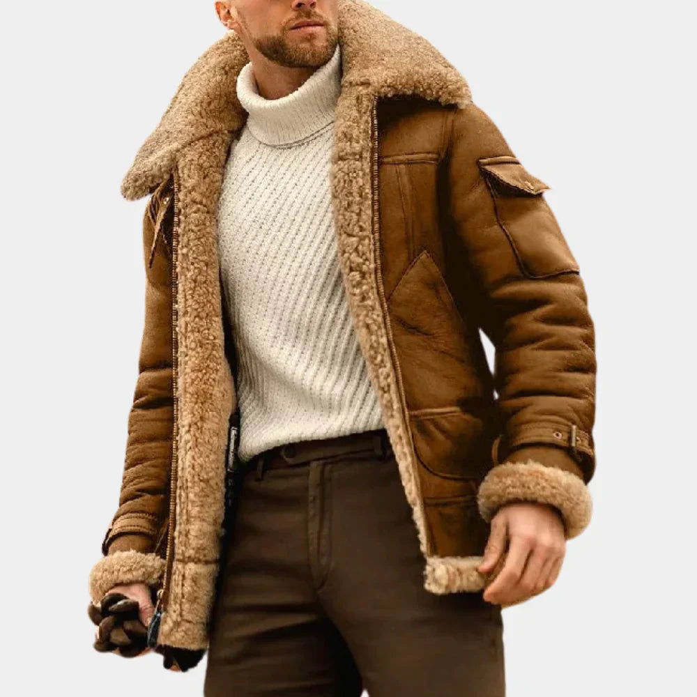 Veste Aviateur en Cuir pour Hommes | Chaude et Élégante pour l'Hiver