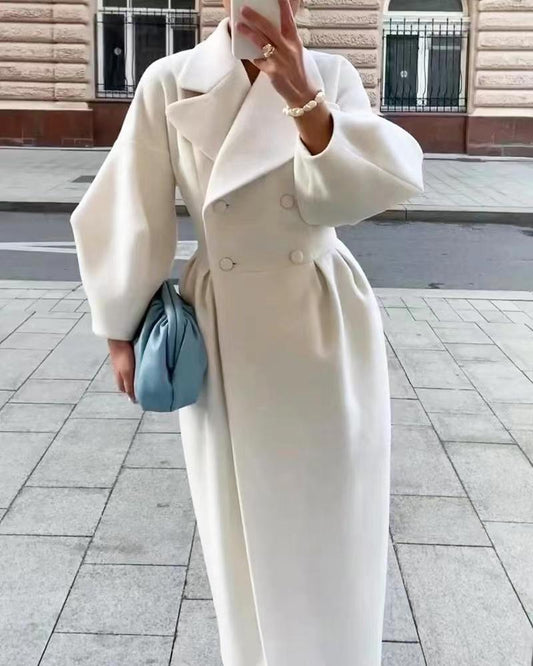 Manteau Long d'Hiver pour Femmes | Élégant avec Revers Surdimensionné