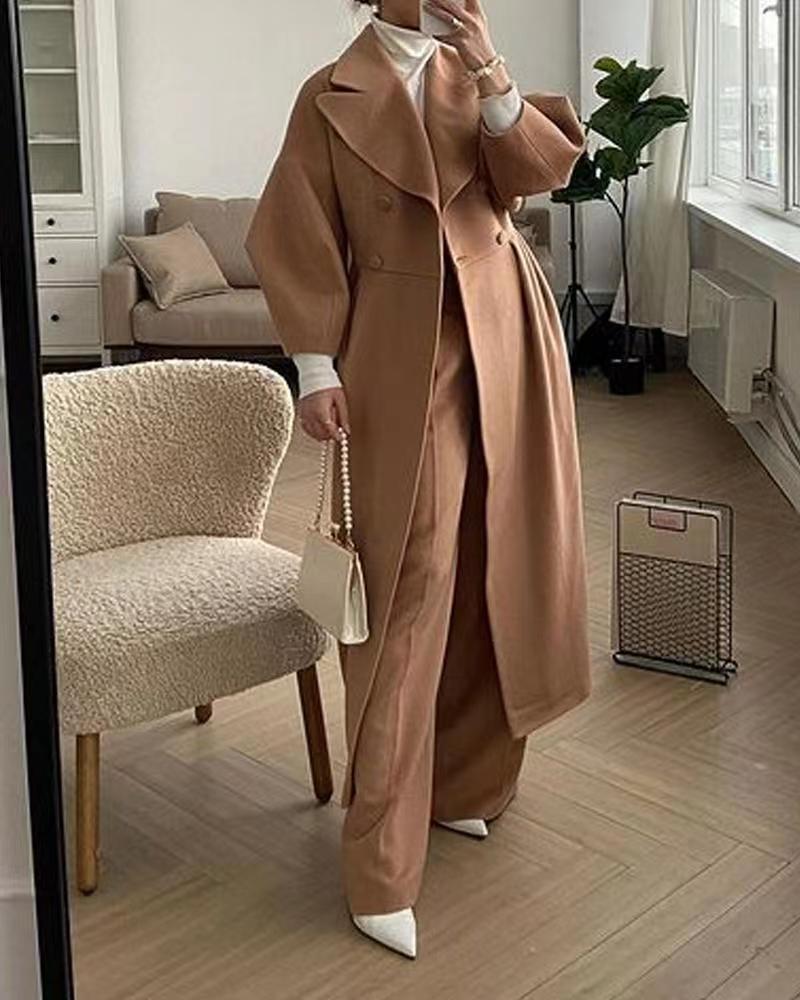 Manteau Long d'Hiver pour Femmes | Élégant avec Revers Surdimensionné