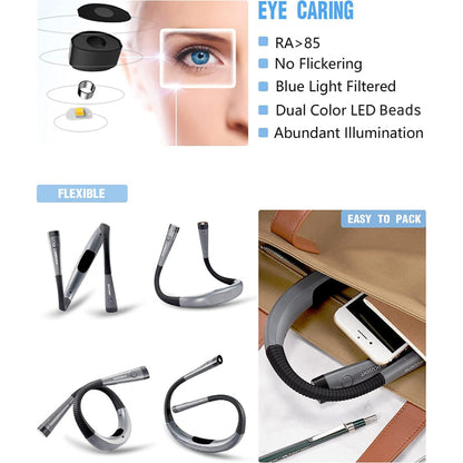 Lampe de Lecture LED Réglable | Luminosité Ajustable et Batterie Rechargeable
