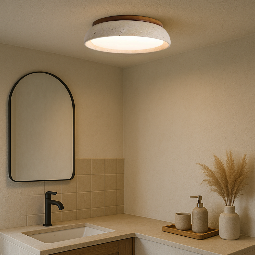 Lampe de Plafond en Travertin | Élégance et Chaleur pour Votre Espace