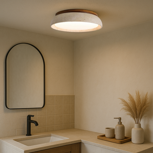 Lampe de Plafond en Travertin | Élégance et Chaleur pour Votre Espace
