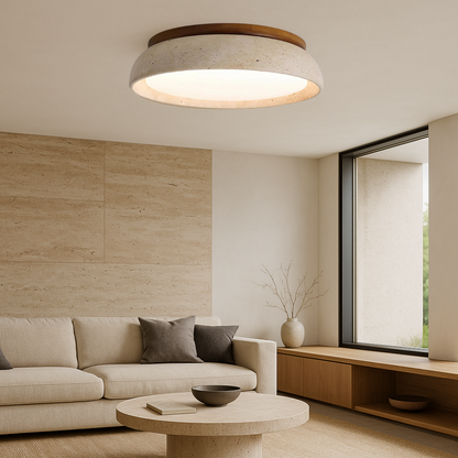 Lampe de Plafond en Travertin | Élégance et Chaleur pour Votre Espace