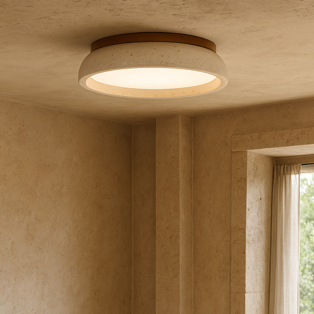 Lampe de Plafond en Travertin | Élégance et Chaleur pour Votre Espace