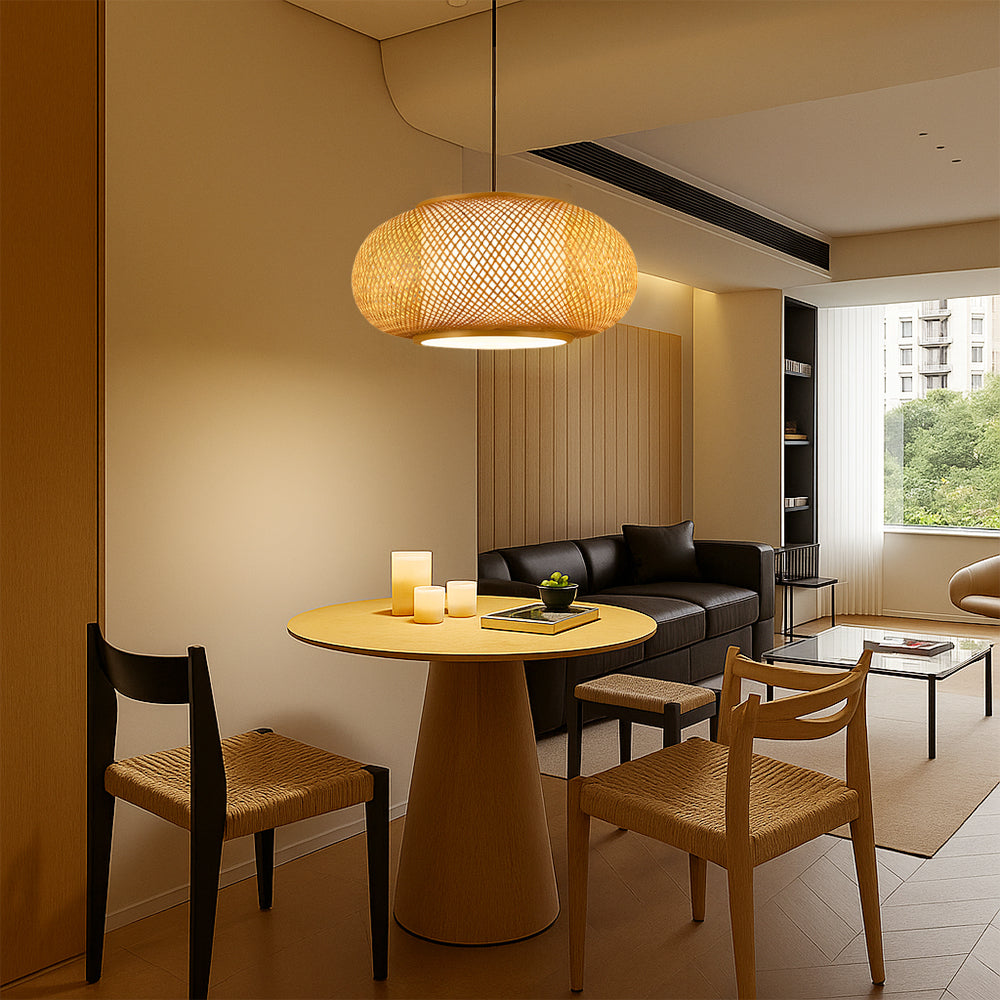 Lampe Suspendue en Bambou Naturel | Éclairage Chaud et Ambiance Cosy