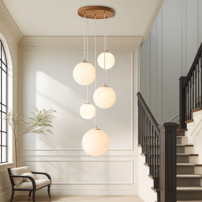 Lustre Escalier Lune Nordique | Éclairage Sculptural et Élégant