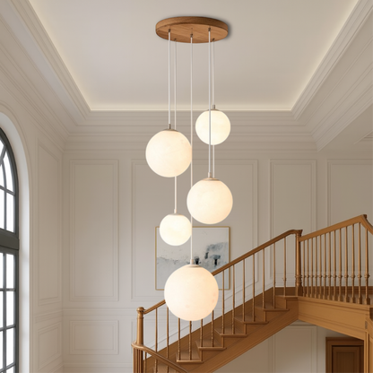 Lustre Escalier Lune Nordique | Éclairage Sculptural et Élégant