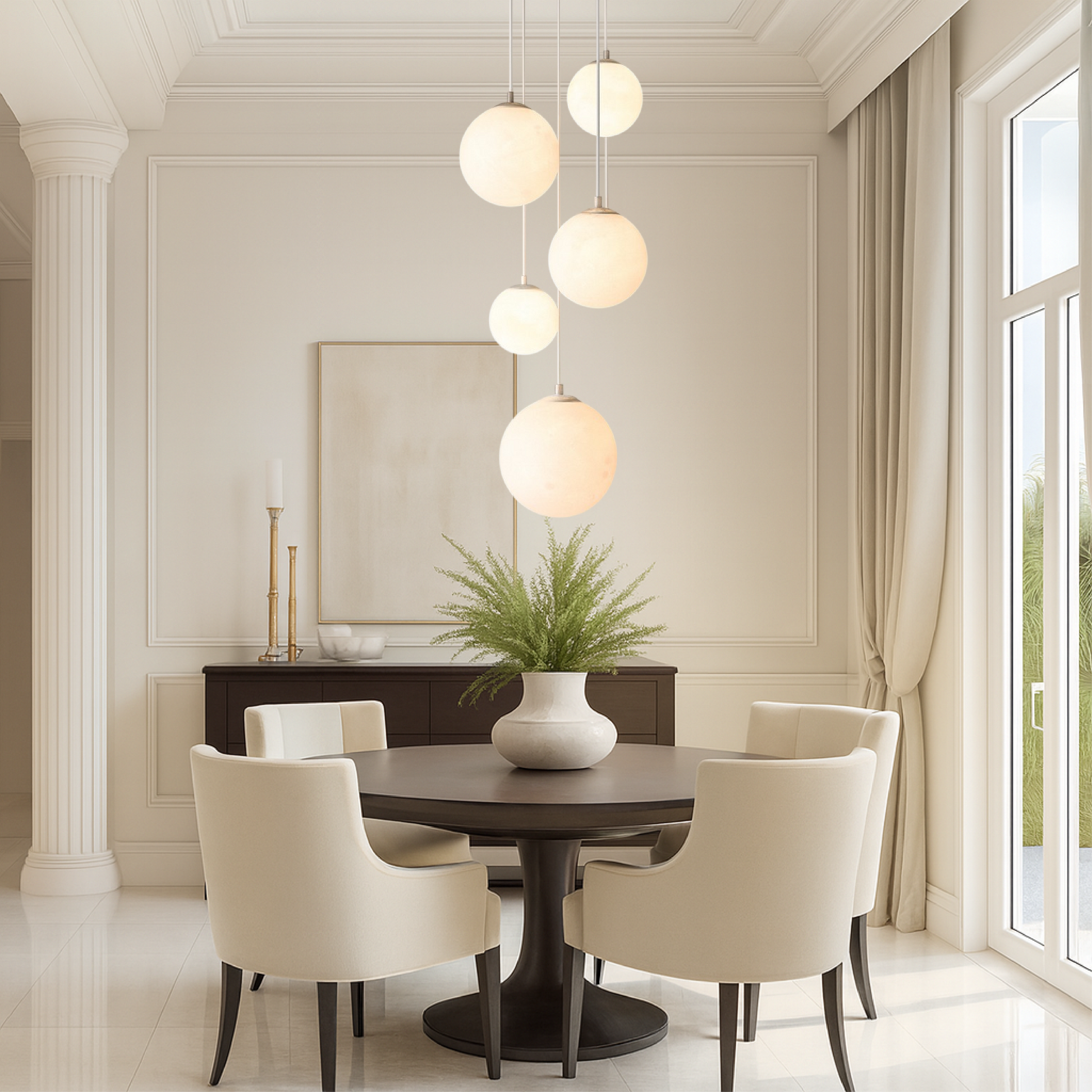 Lustre Escalier Lune Nordique | Éclairage Sculptural et Élégant