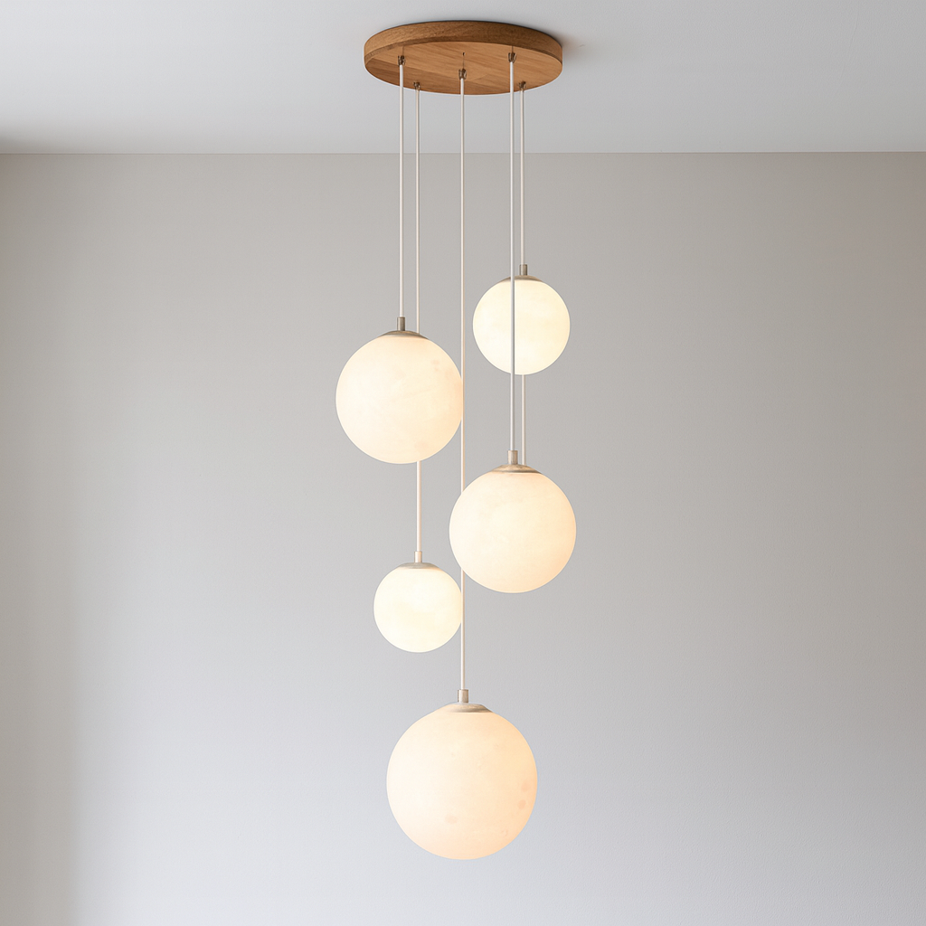 Lustre Escalier Lune Nordique | Éclairage Sculptural et Élégant