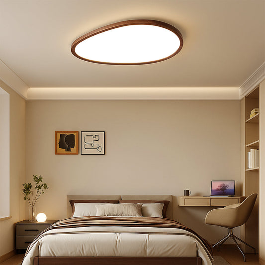 Lampe de Plafond en Bois Sombre | Élégance Minimaliste et Ambiance Chaleureuse