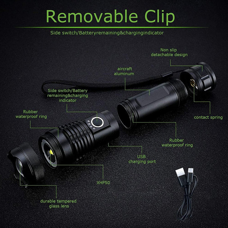 Lampe de Poche Militaire Ultra-Brillante | Haute Luminosité et Construction Durable