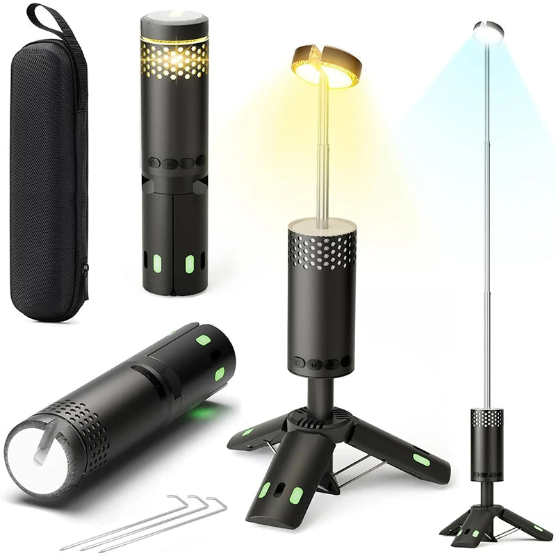Lampe de Camping LED Rechargeable | Trépied Pliable et Résistant aux Intempéries