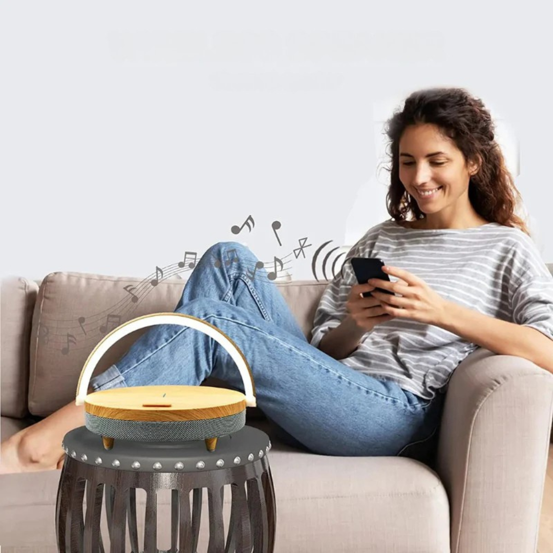 Lampe de Table Multifonctionnelle | Chargeur Sans Fil et Haut-Parleur Bluetooth