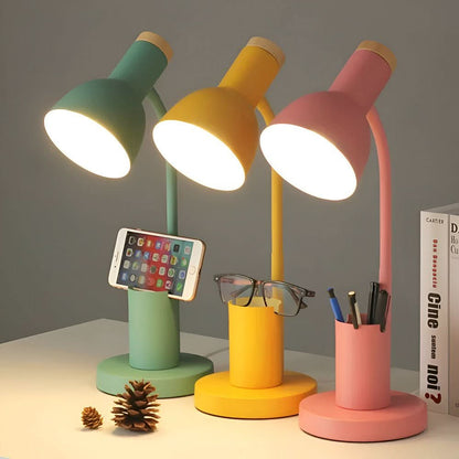 Lampe de Bureau LED Moderne | Support à Stylo et Trois Modes de Couleur