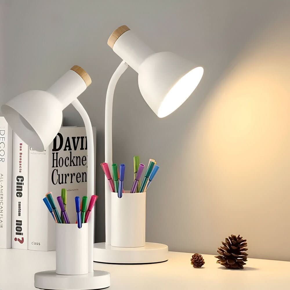 Lampe de Bureau LED Moderne | Support à Stylo et Trois Modes de Couleur
