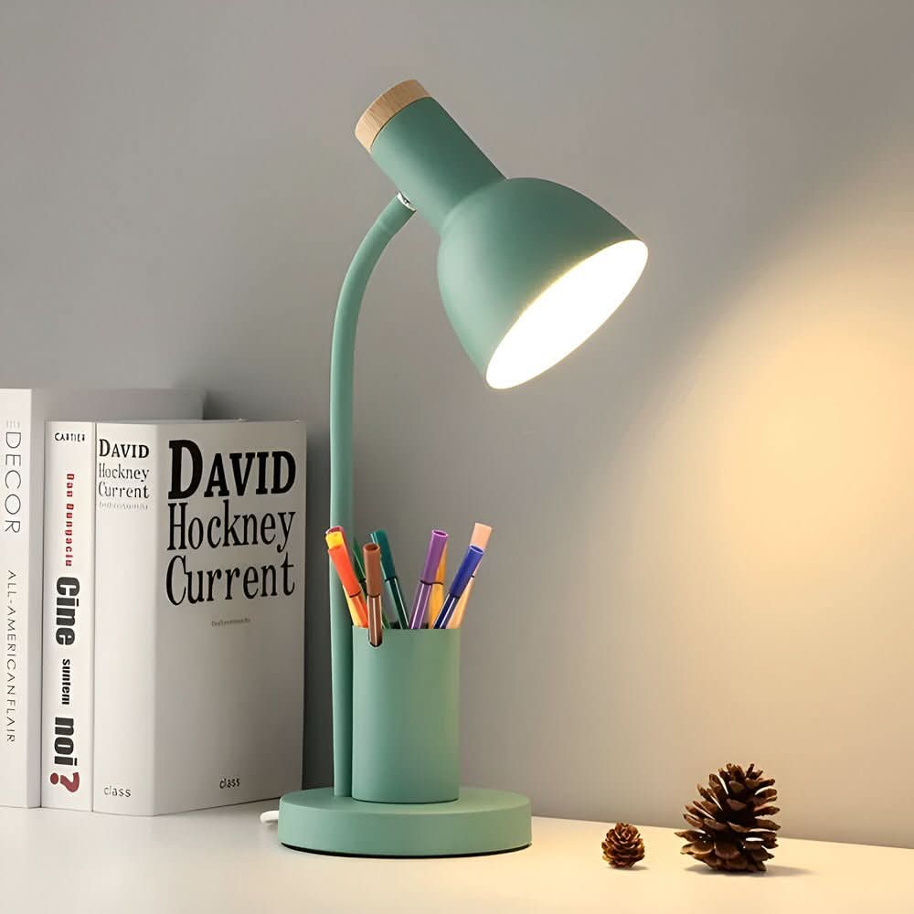 Lampe de Bureau LED Moderne | Support à Stylo et Trois Modes de Couleur