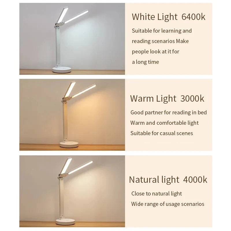 Lampe de Bureau LED Rechargeable | Éclairage Ajustable et Amie des Yeux