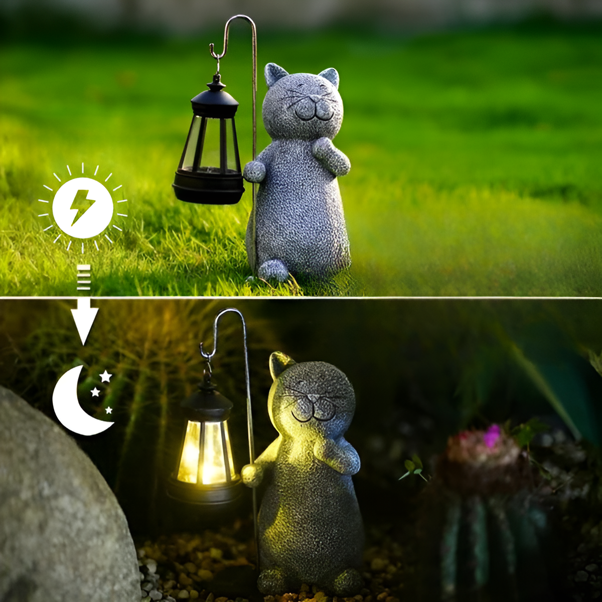 Statue de Chat Solaire | Décoration Magique pour Jardin