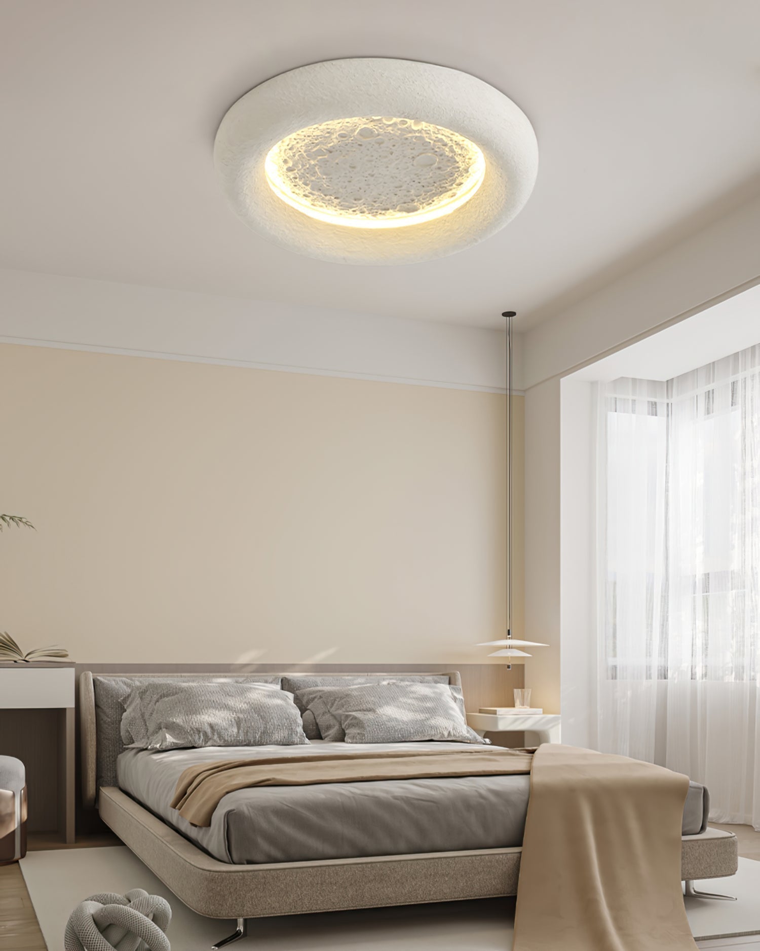 Plafonnier Atmosphérique en Résine | Éclairage Dimmable Inspiré par la Lune