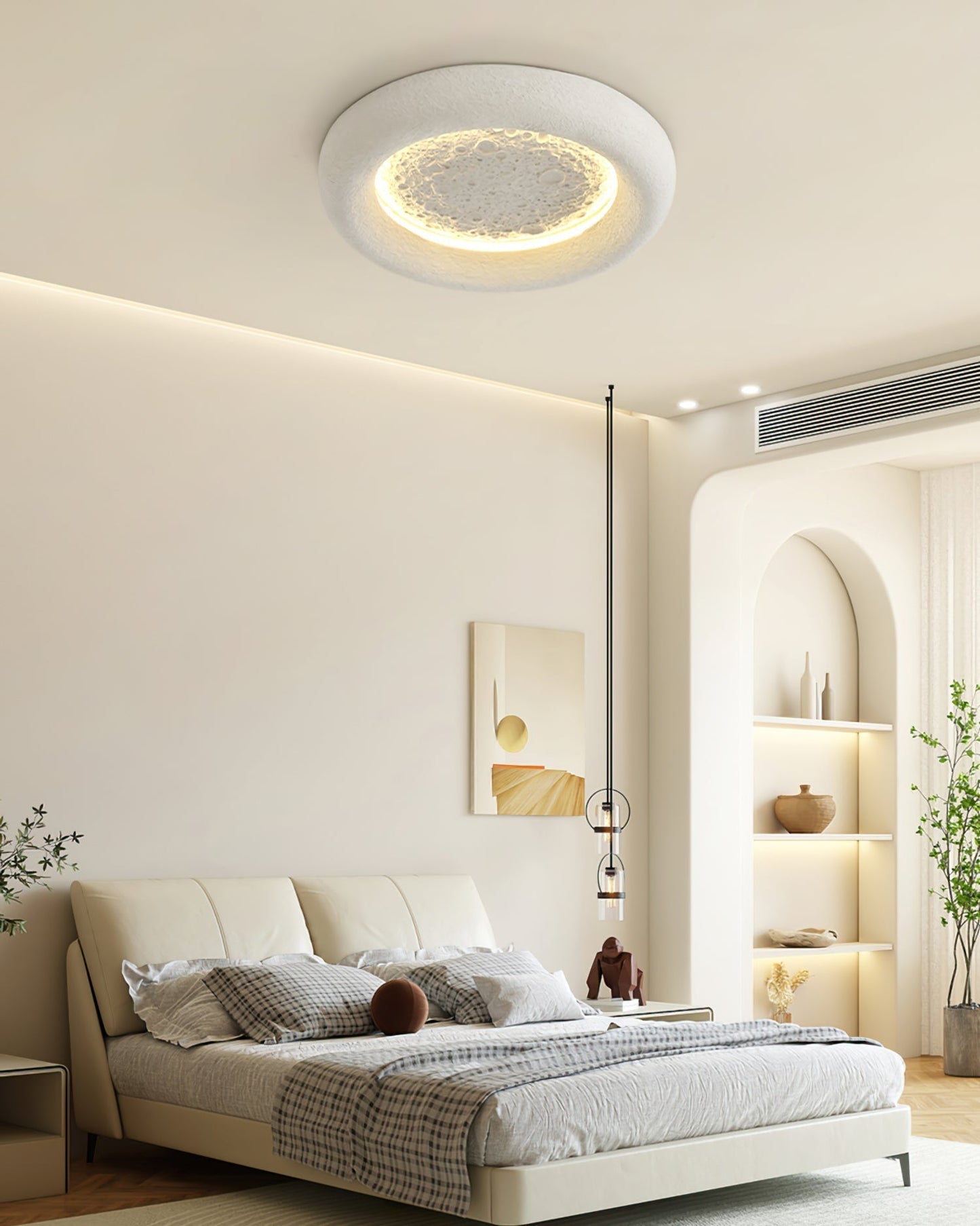 Plafonnier Atmosphérique en Résine | Éclairage Dimmable Inspiré par la Lune