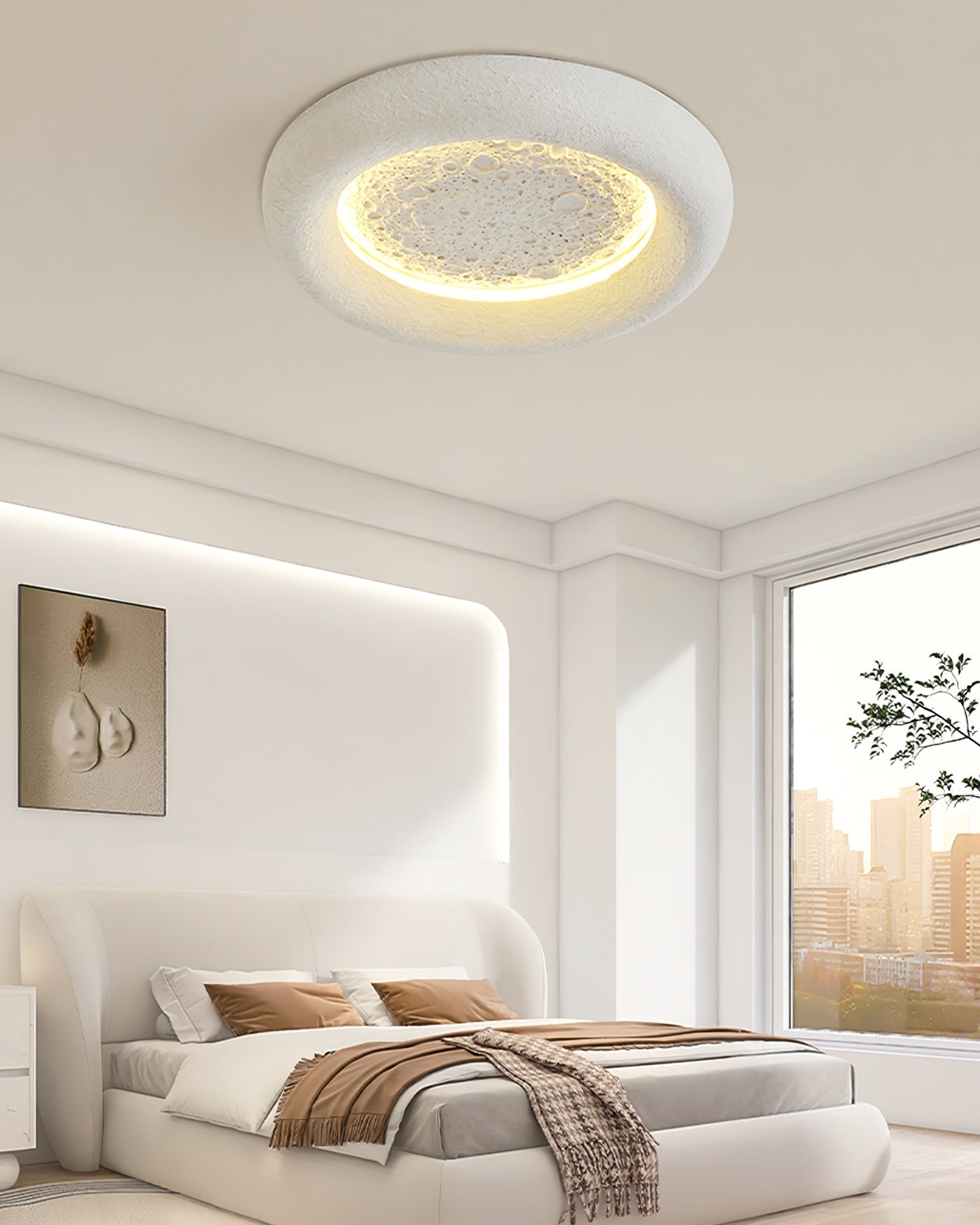 Plafonnier Atmosphérique en Résine | Éclairage Dimmable Inspiré par la Lune