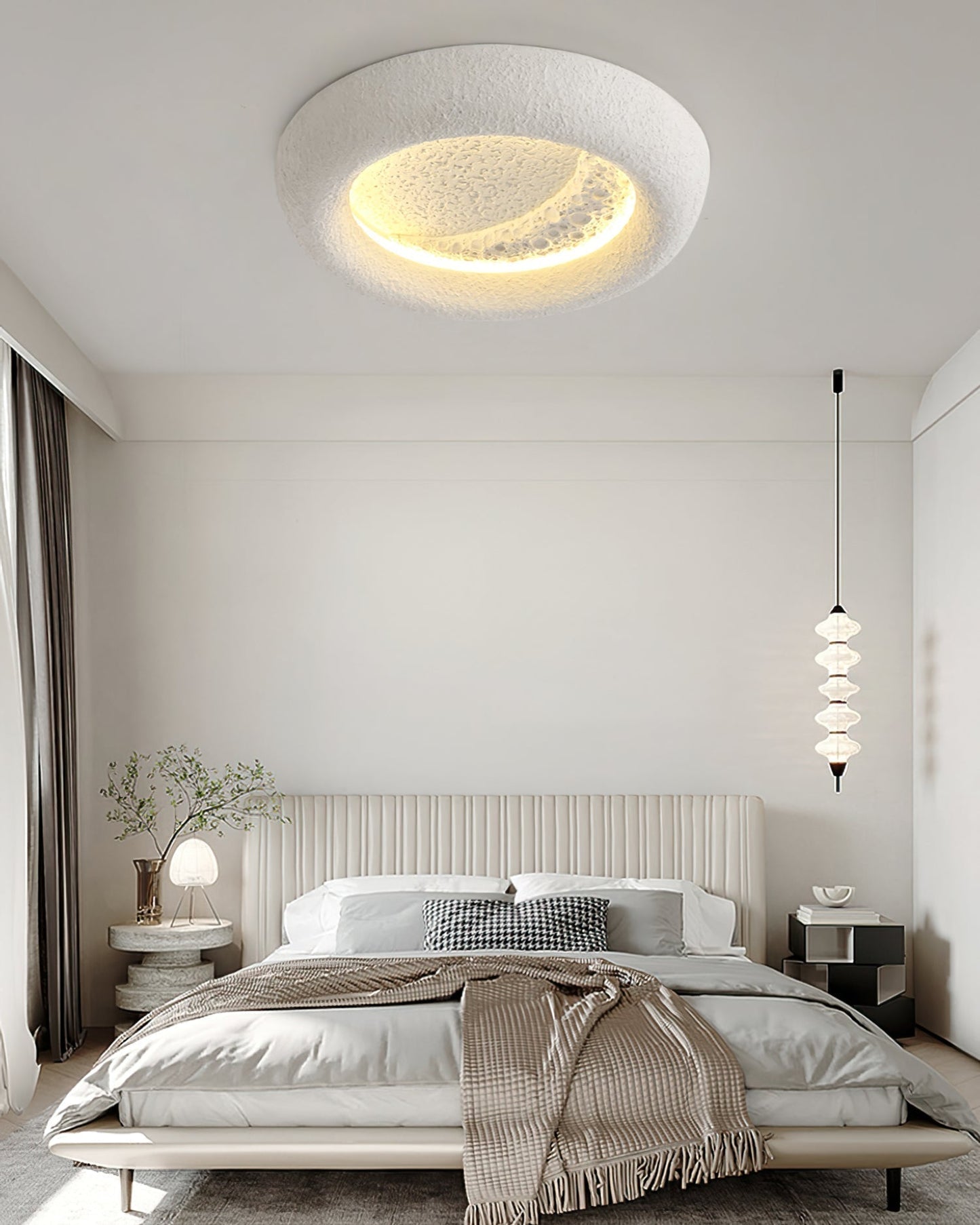 Plafonnier Atmosphérique en Résine | Éclairage Dimmable Inspiré par la Lune