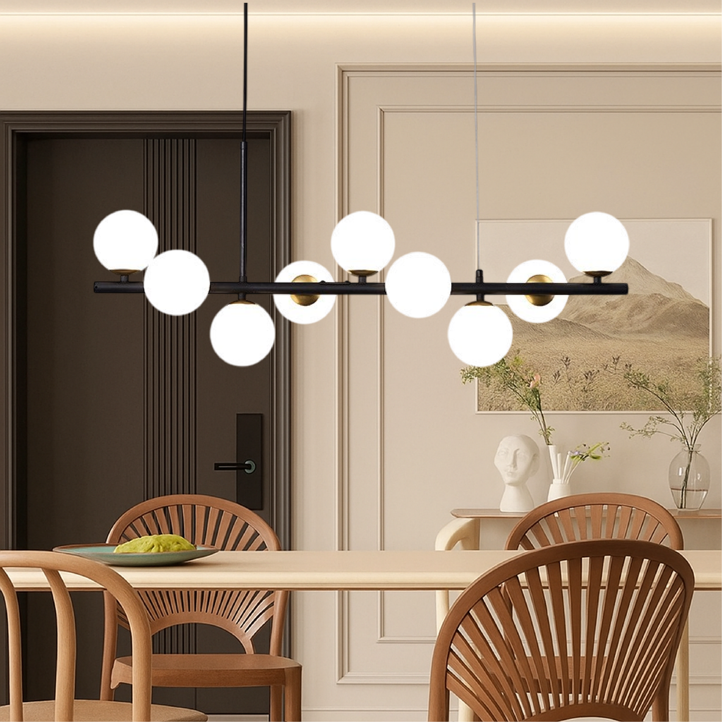 Luminaire Suspendu Noir pour Salle à Manger | Design Contemporain et Éclairage Réglable