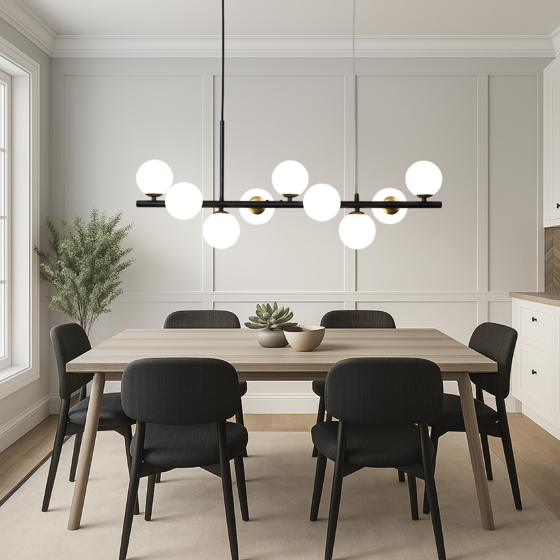 Luminaire Suspendu Noir pour Salle à Manger | Design Contemporain et Éclairage Réglable